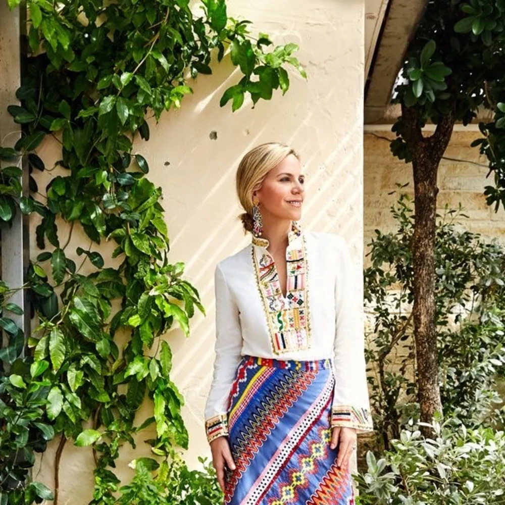 NWT $450 Tory Burch Embellished Linen-blend Tunic Blouse